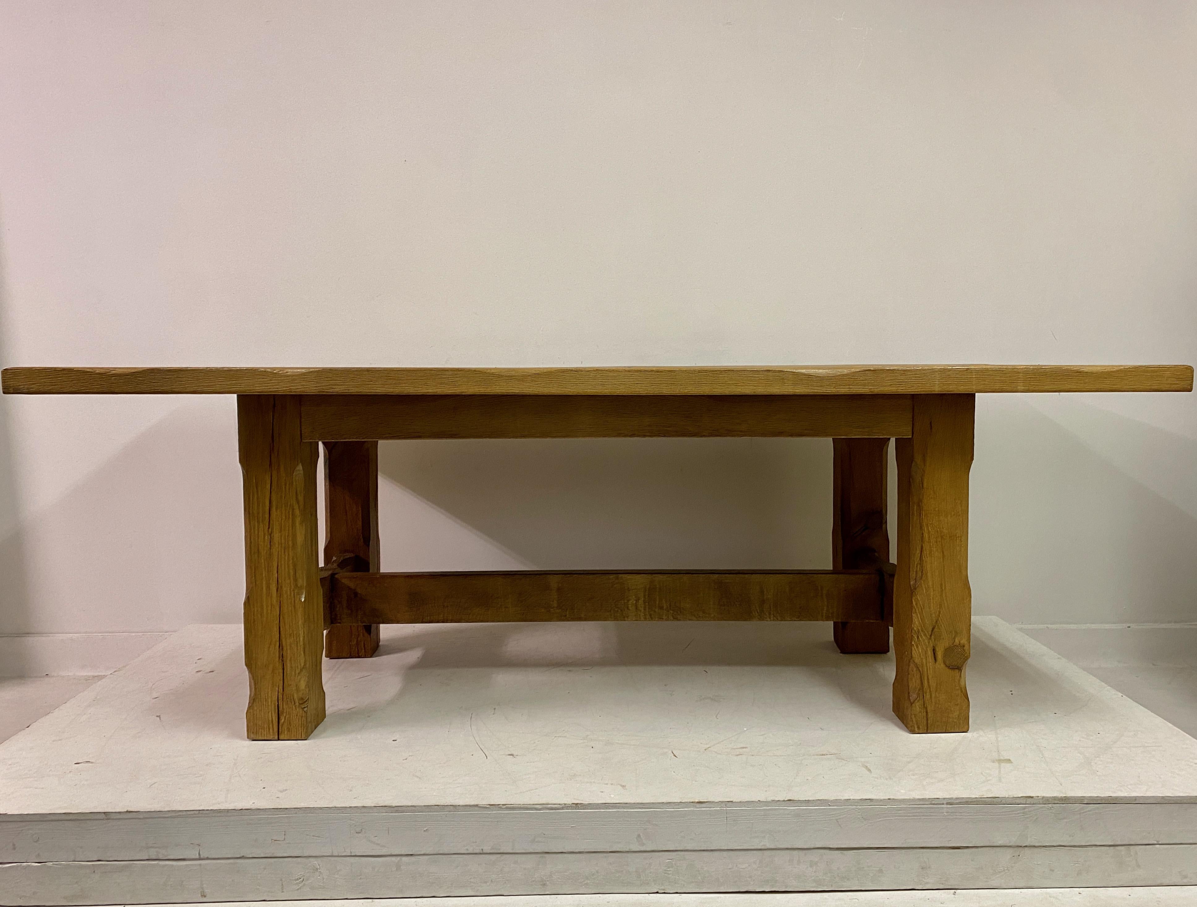20th Century 1960s Belgian Oak Brutalist Dining Table For Sale