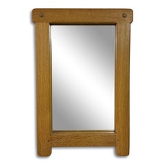 1960s Belgian Oak Brutalist Mirror