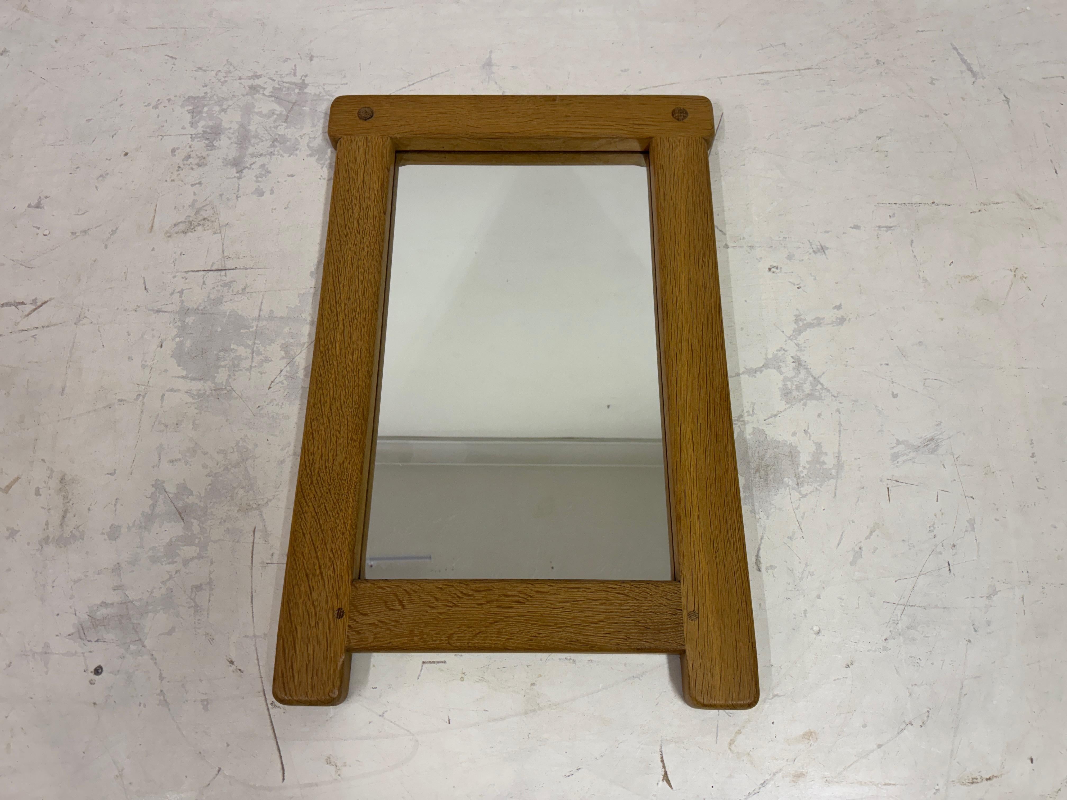 1960s Belgian Oak Brutalist Mirror In Good Condition For Sale In London, London