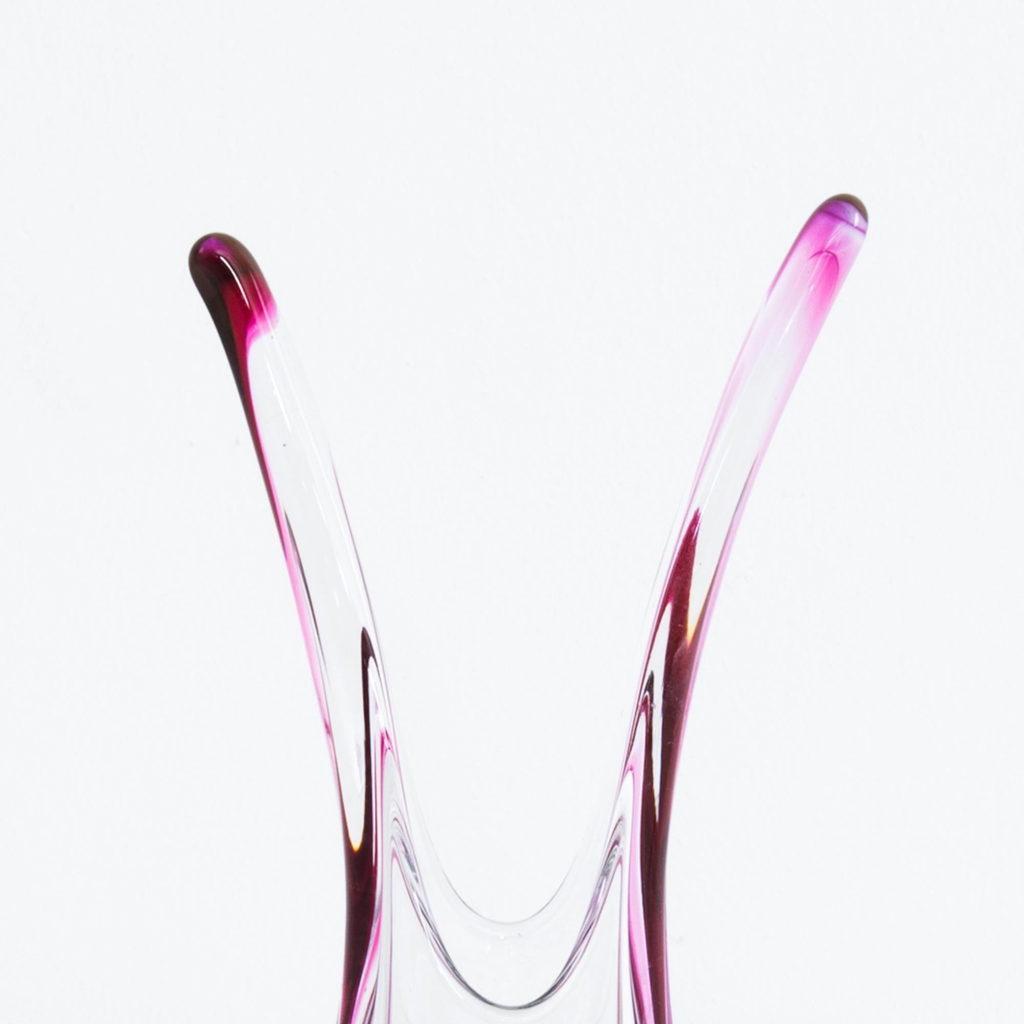 Mid-Century Modern 1960s Belgian Pink Art Glass Vase