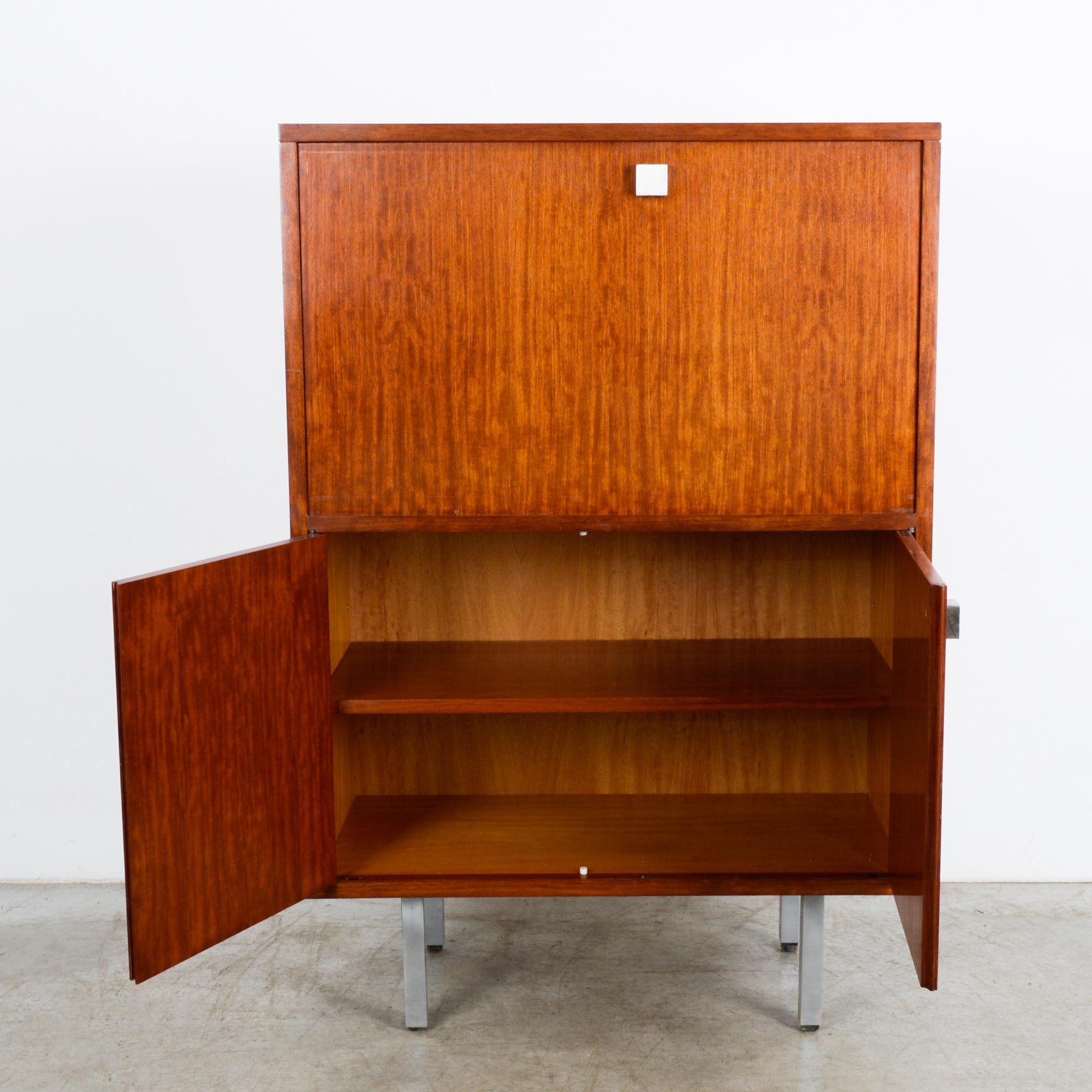 1960s Belgian Teak Secretary Cabinet by Alfred Hendrickx In Good Condition In High Point, NC