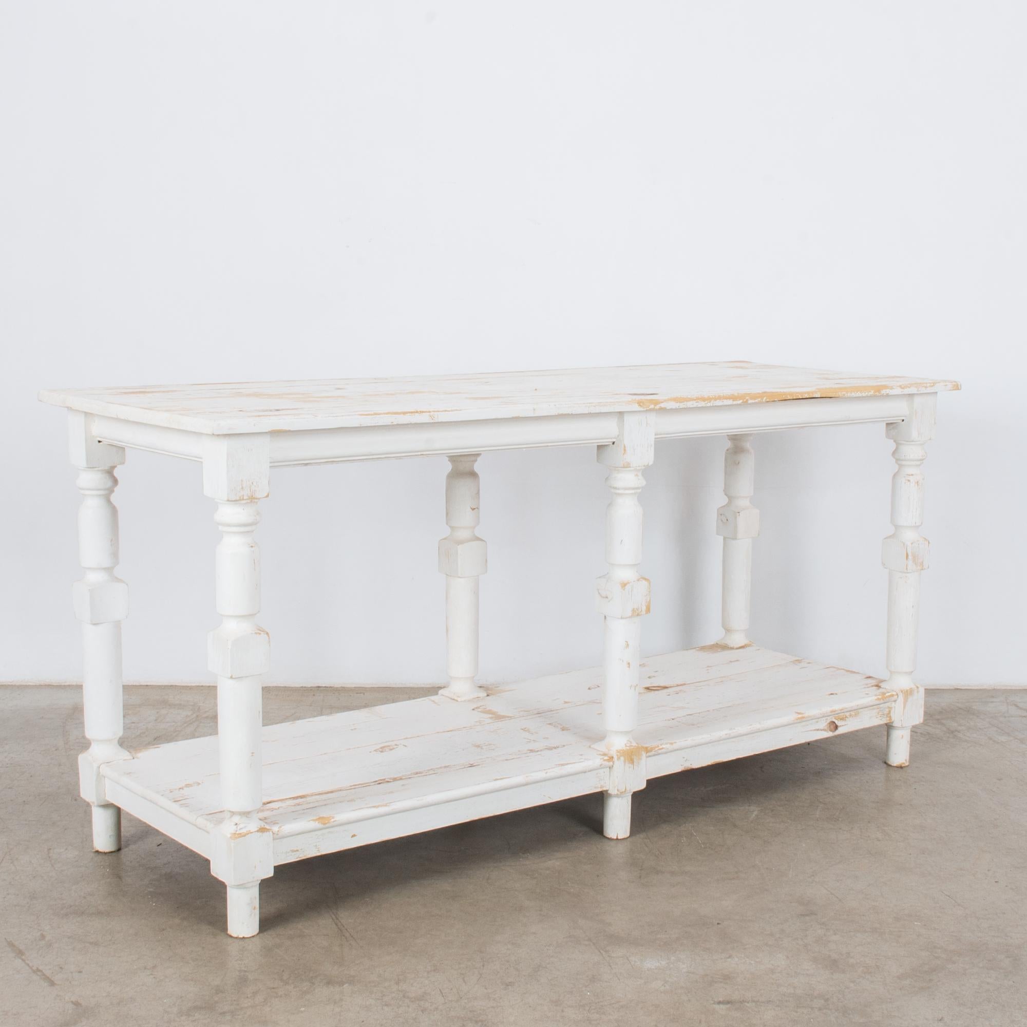 French Provincial 1960s Belgian White Patinated Drapers Table