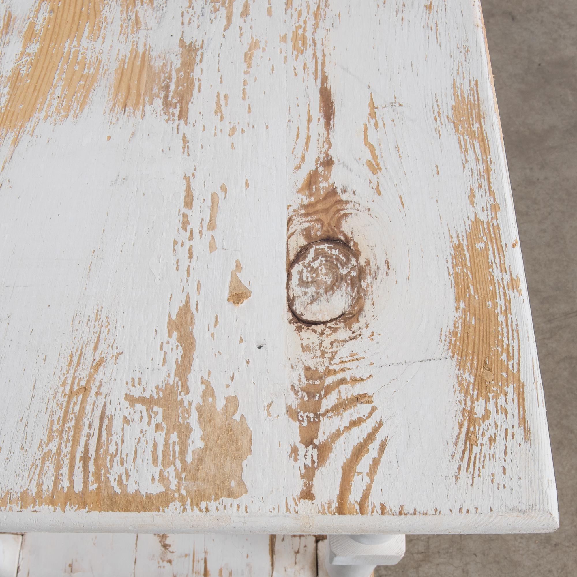 Wood 1960s Belgian White Patinated Drapers Table