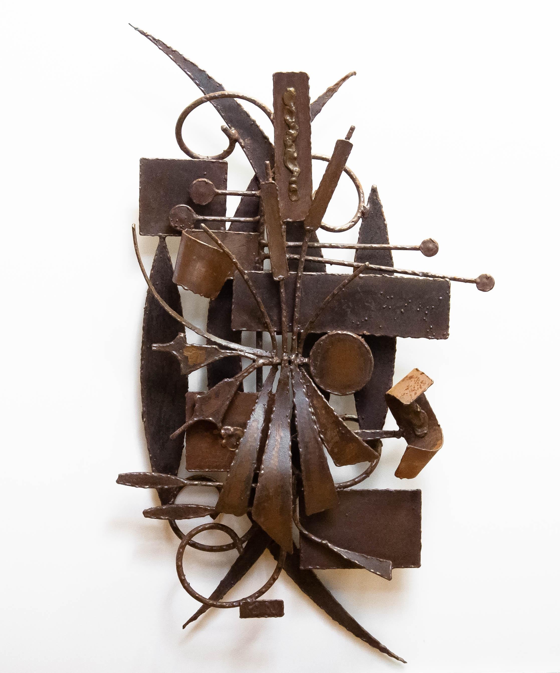 1960s Belgium Brutalist Metal Welded Wall Sculpture — Signed “J.N.” For Sale 5