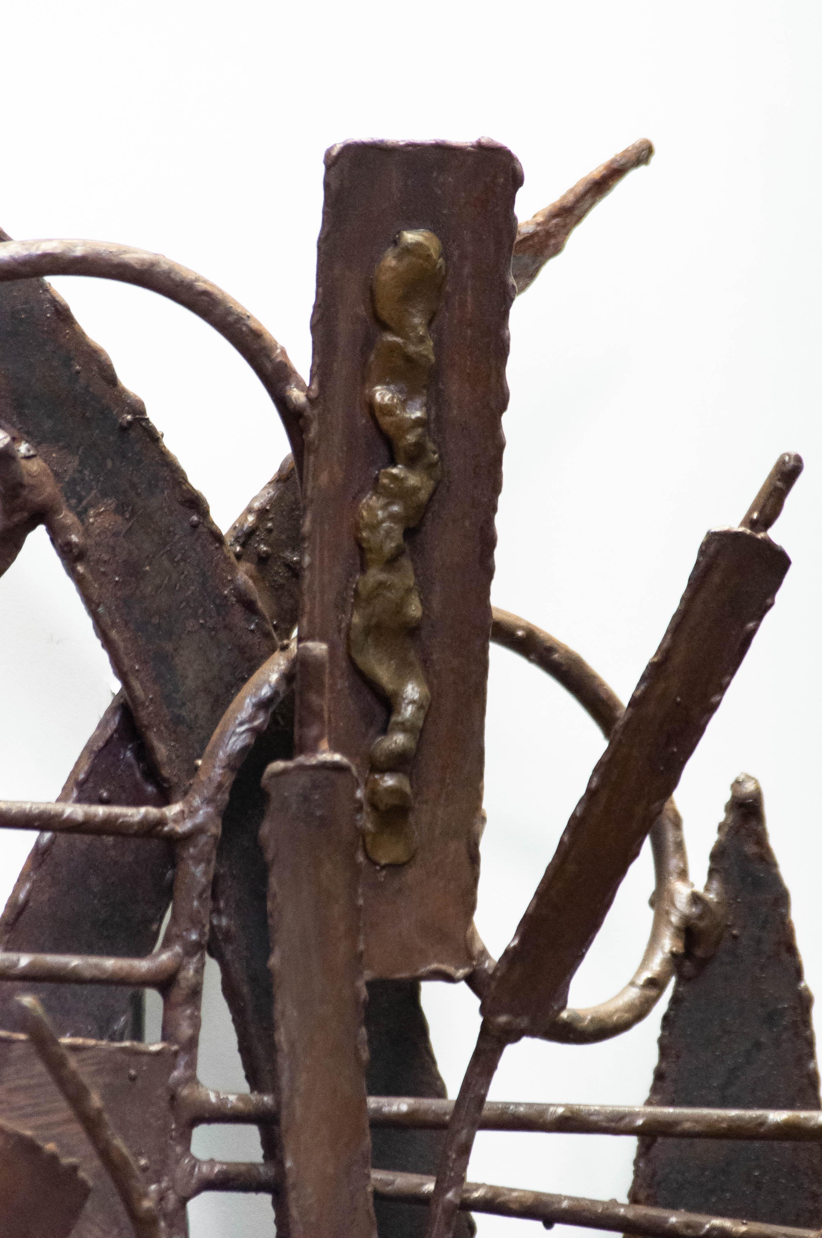 1960s Belgium Brutalist Metal Welded Wall Sculpture — Signed “J.N.” For Sale 2