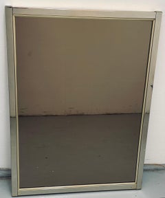 1960s Belgium Hollywood Regency Chrome & Golden Chrome Bronzed Glass Wall Mirror