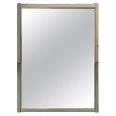 1960s Belgium Hollywood Regency Chrome & Golden Chrome Bronzed Glass Wall Mirror