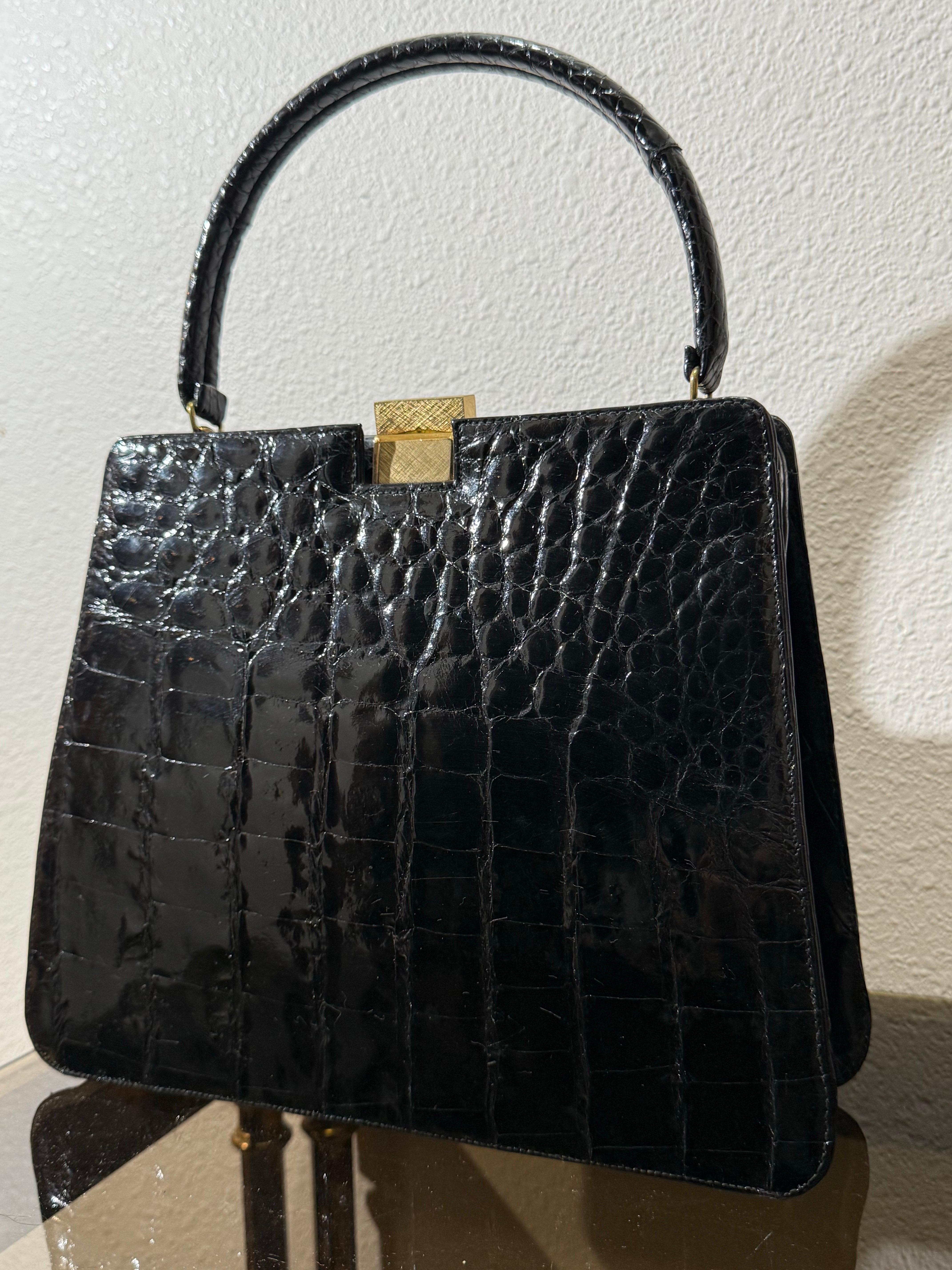 Bellestone 1960, borsa da donna in alligatore nero con manico superiore - immacolata In condizioni Nuovo a Gresham, OR