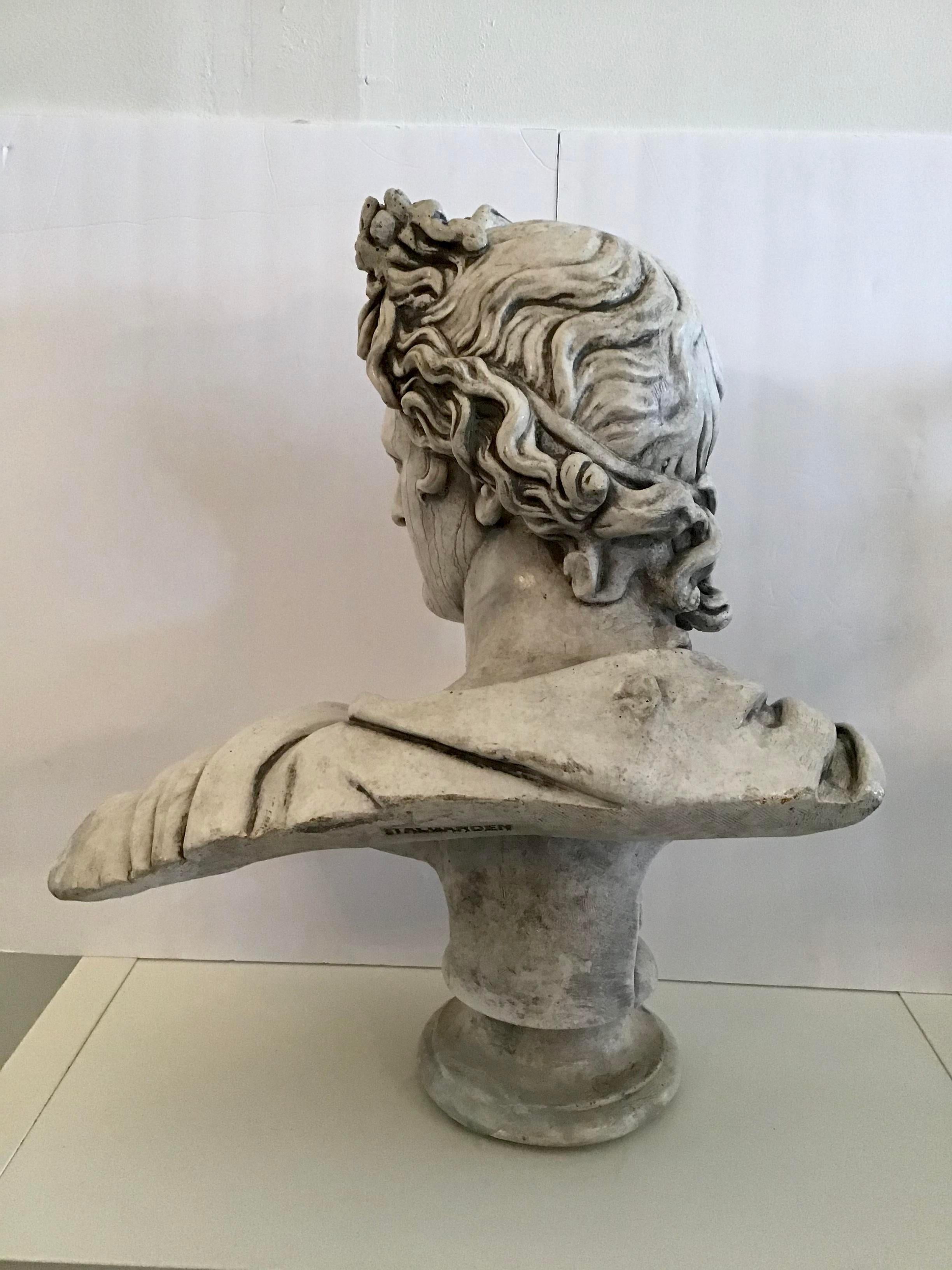 1960s Belvedere Marble Bust In Good Condition In Los Angeles, CA