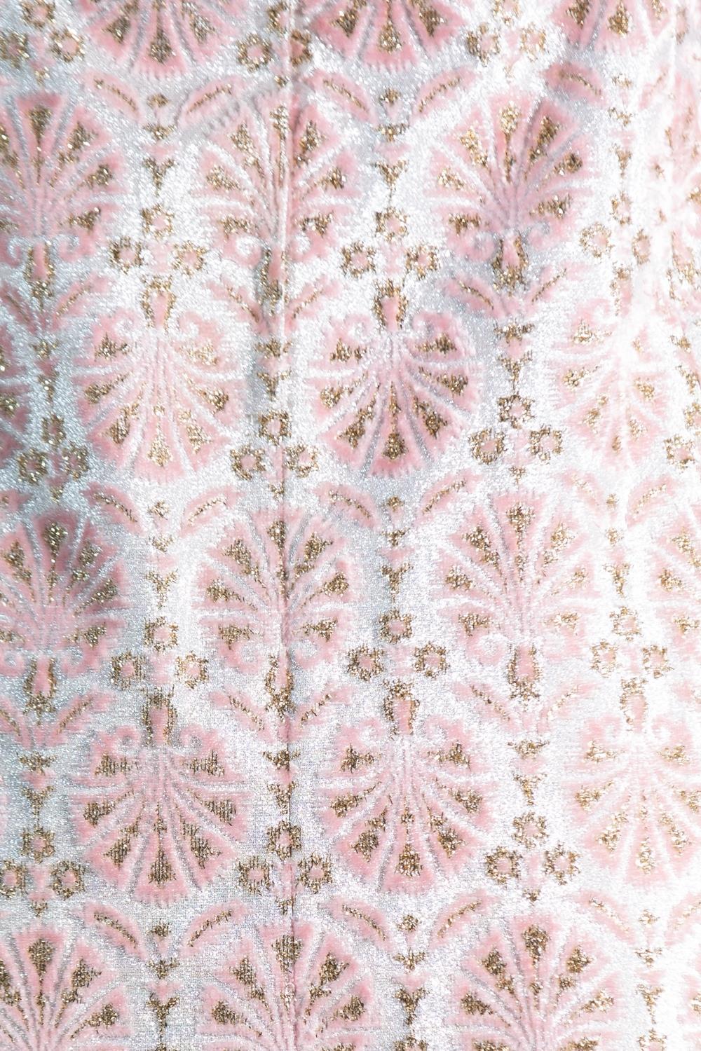1960S Ben Reig  Light Pink & Gold Velvet Lorax Cocktail Dress For Sale 5