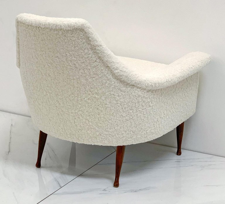 1960's Ben Seibel Lounge Chair in Ivory Boucle For Sale 4