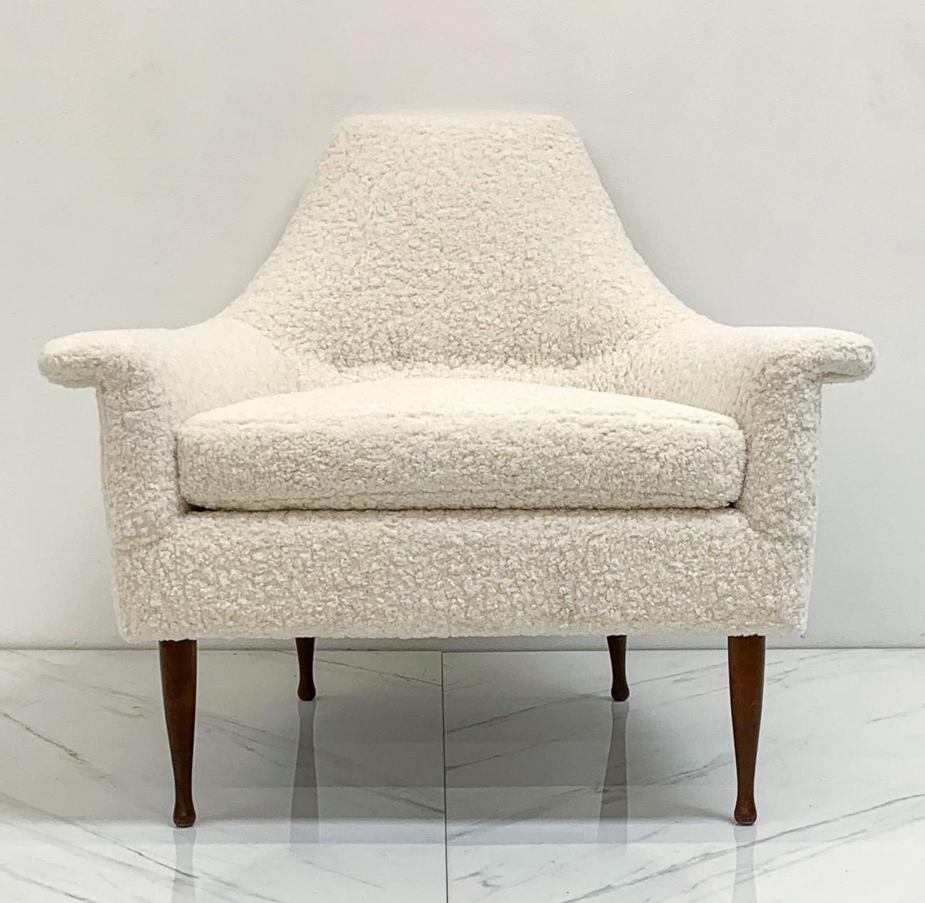 1960's Ben Seibel Lounge Chair in Ivory Boucle In Good Condition In Culver City, CA