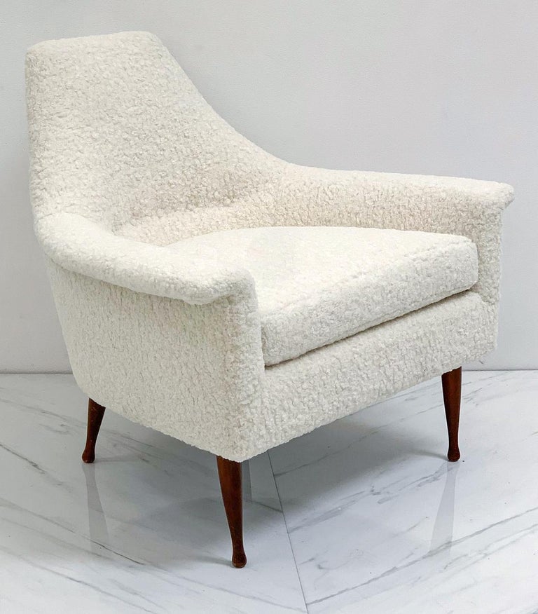 1960's Ben Seibel Lounge Chair in Ivory Boucle For Sale 2