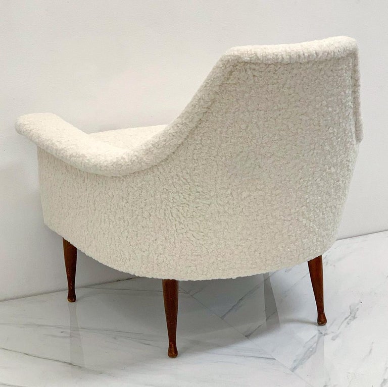 1960's Ben Seibel Lounge Chair in Ivory Boucle For Sale 3