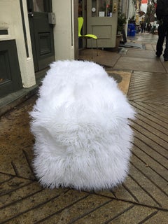 1960s Bench in Faux Alpaca Fur with Chrome Frame