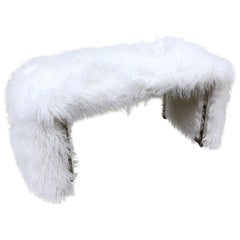 1960s Bench in Faux Alpaca Fur with Chrome Frame