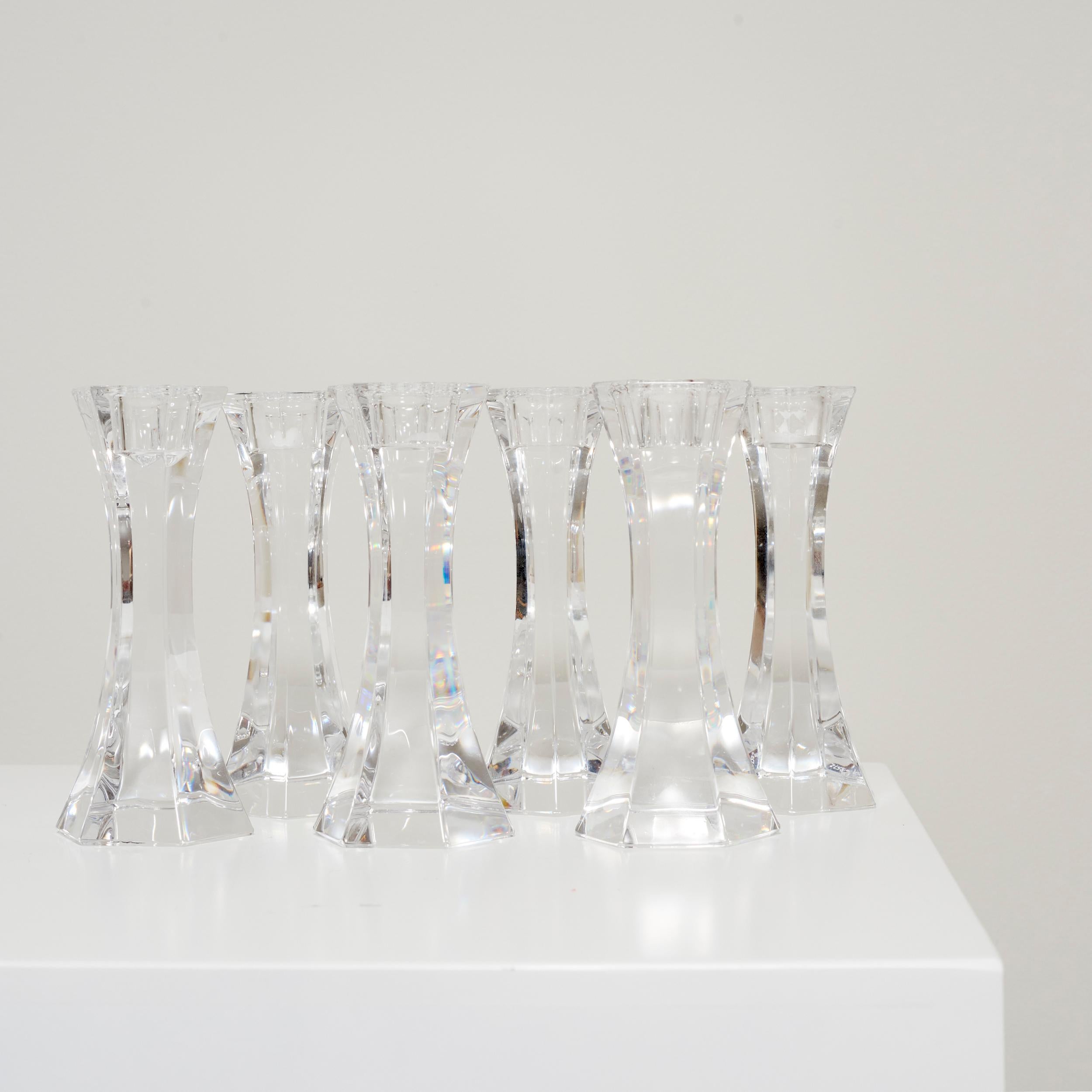 1960s Bengt Edenfalk for kosta Boda
Crystal Candleholders designed by Bengt Edenfalk for kosta Boda. Sweden, 1960’s. They present a versatile Hexagonal shape that is perfect for different decorative arrangements, Also the faceted crystal plays