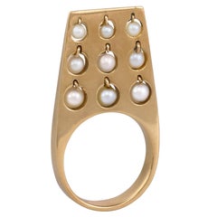 1960s Bent Exner Kinetic Pearl and Gold Ring