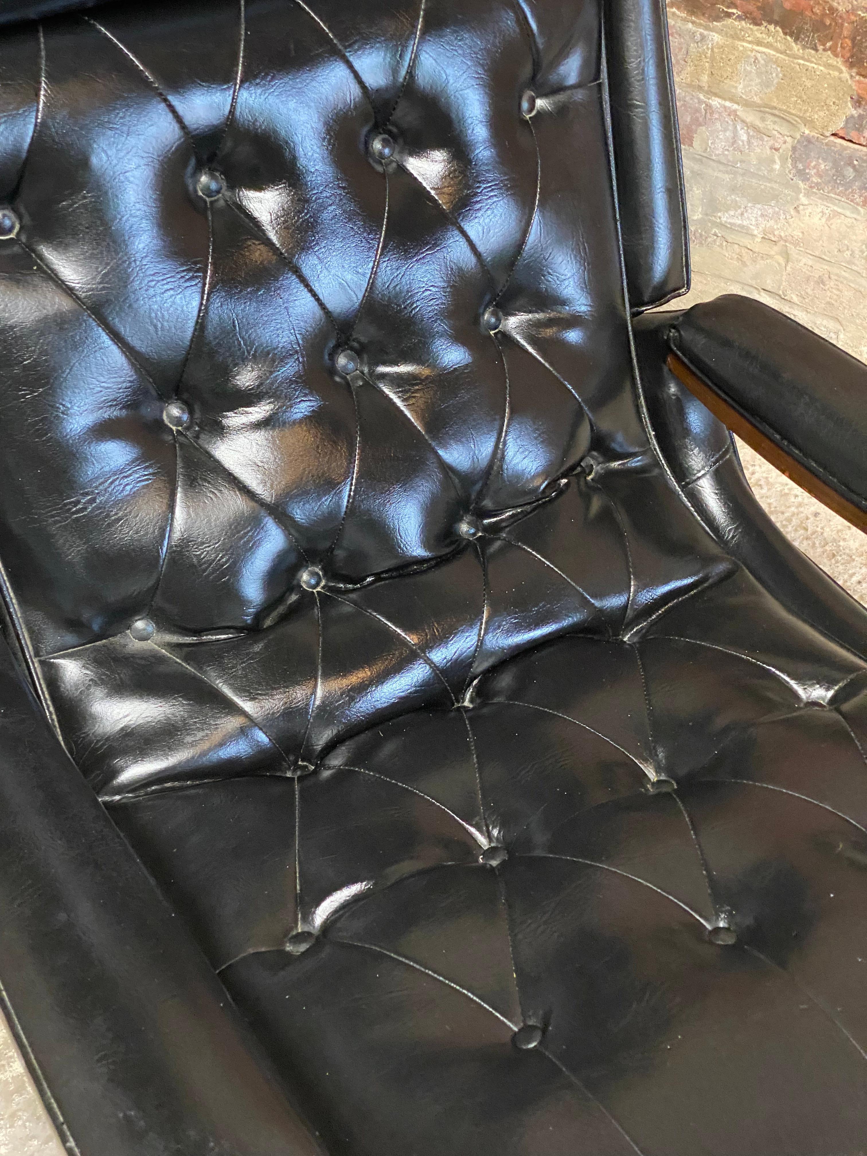 1960s Bentwood and Tufted Vinyl Recliner 5