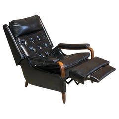 1960s Bentwood and Tufted Vinyl Recliner