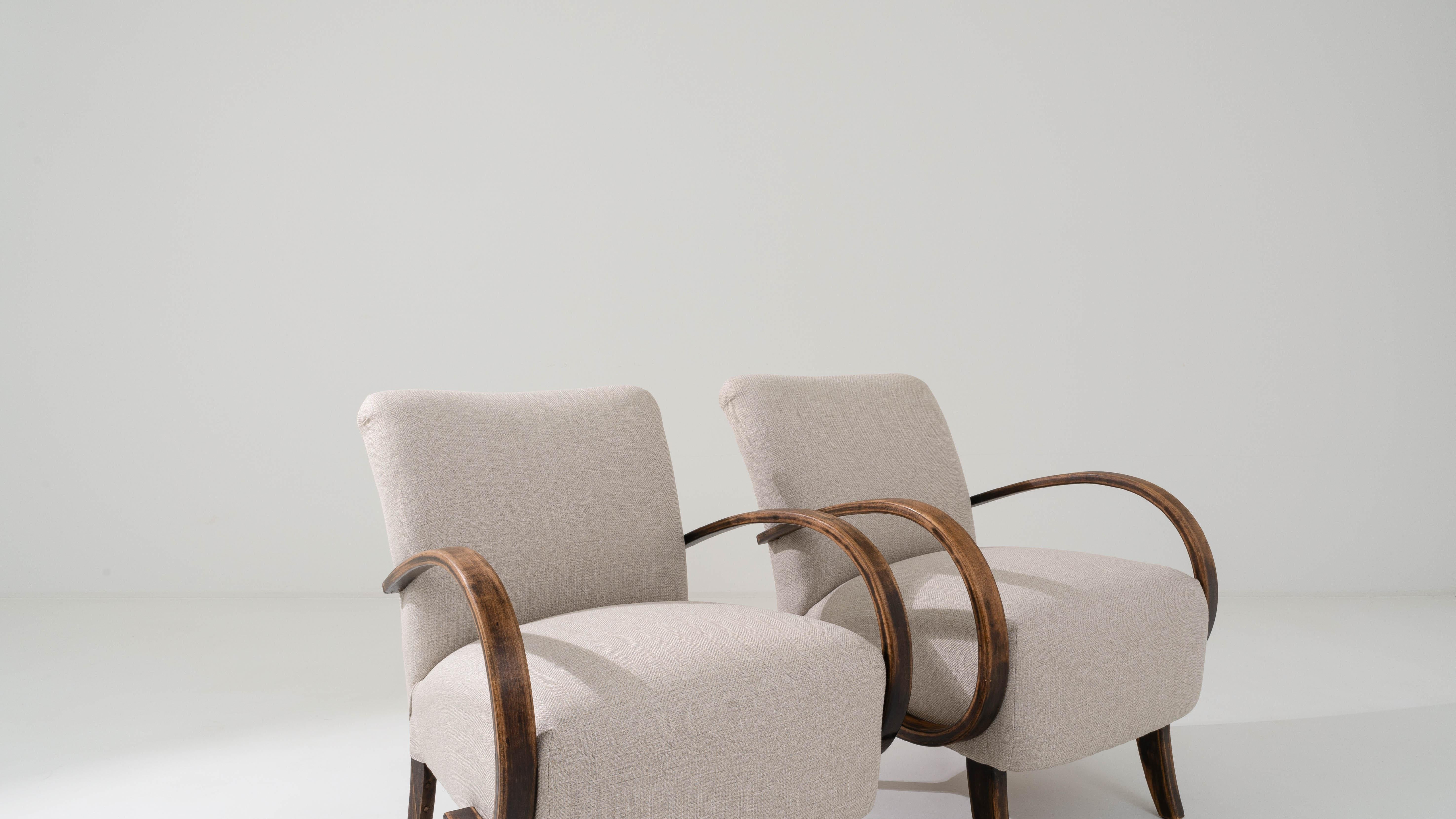 Mid-Century Modern 1960s Bentwood Armchairs by Jindrich Halabala, a Pair