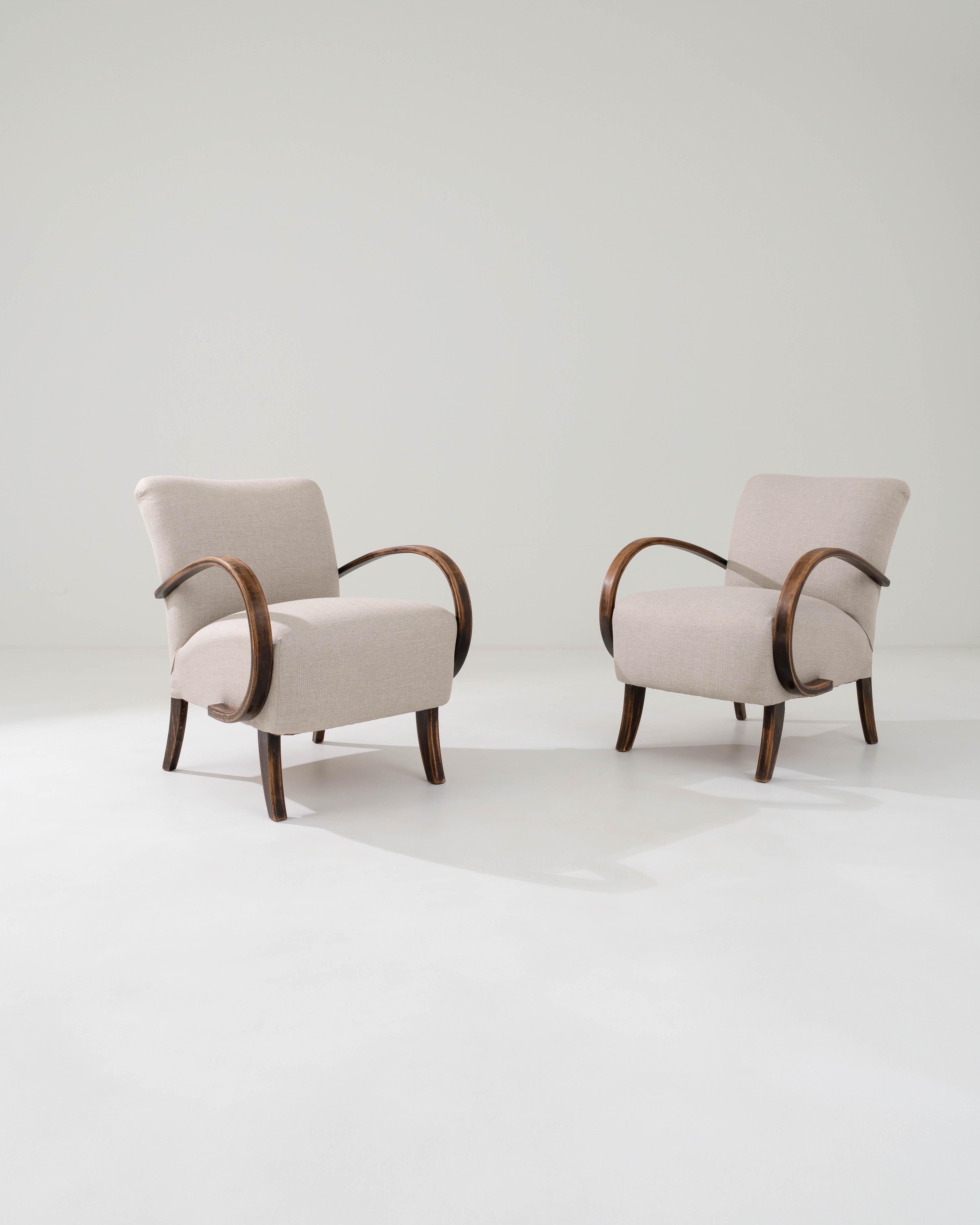 Mid-20th Century 1960s Bentwood Armchairs by Jindrich Halabala, a Pair