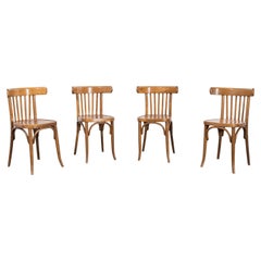 1960's Bentwood Honey Beech Bentwood Dining Chairs - Set Of Four