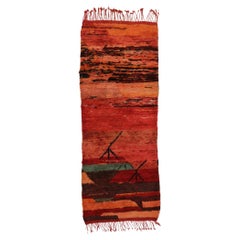 1960's Berber Beni M'Guild Moroccan Carpet with Modern Style