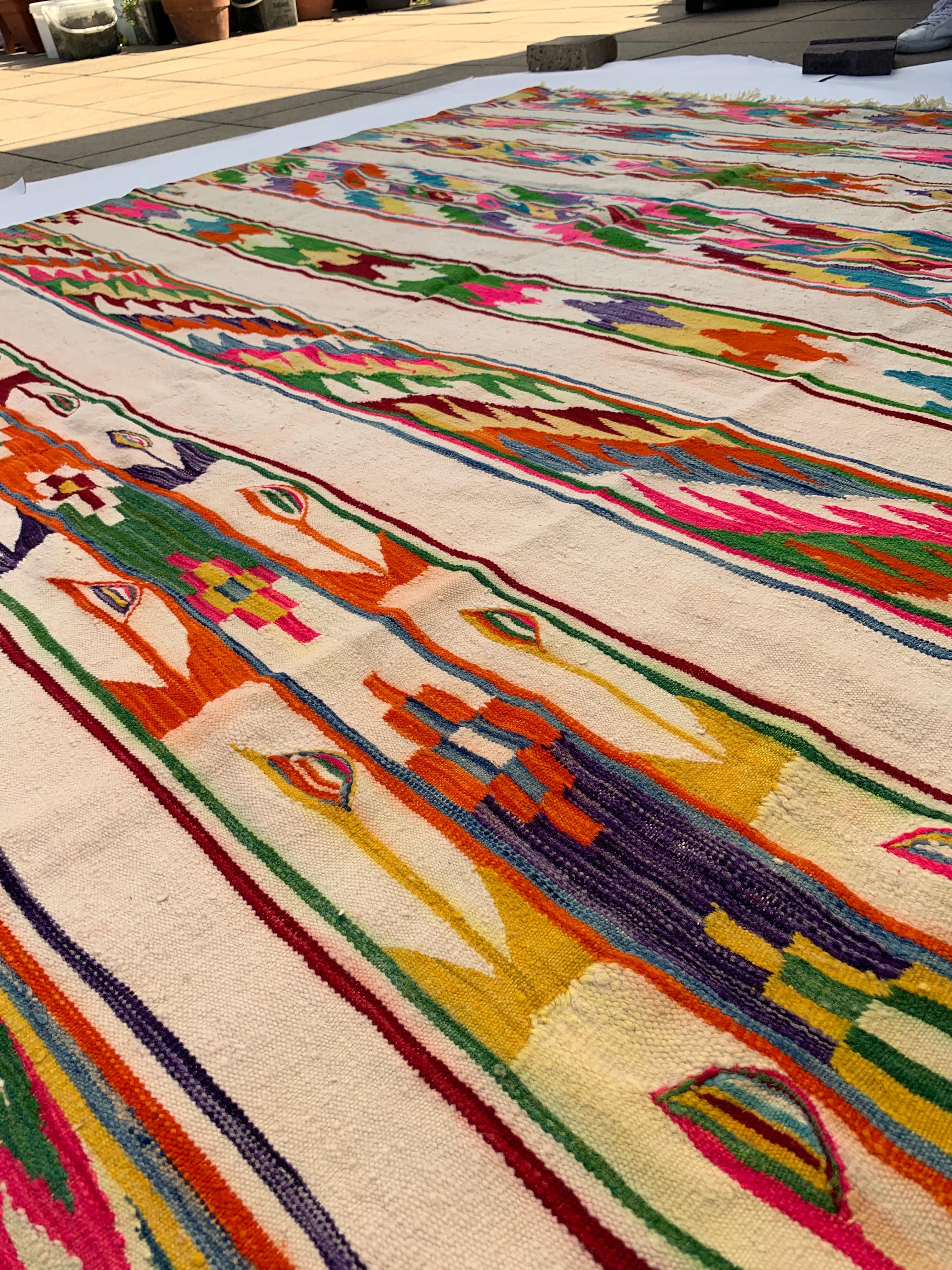 1960s Berber Handmade Wool Rug Throw Algerian Geometrical 200x218cm  For Sale 4