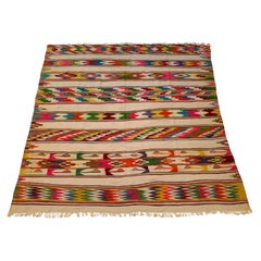 Vintage 1960s Berber Handmade Wool Rug Throw Algerian Geometrical 200x218cm 