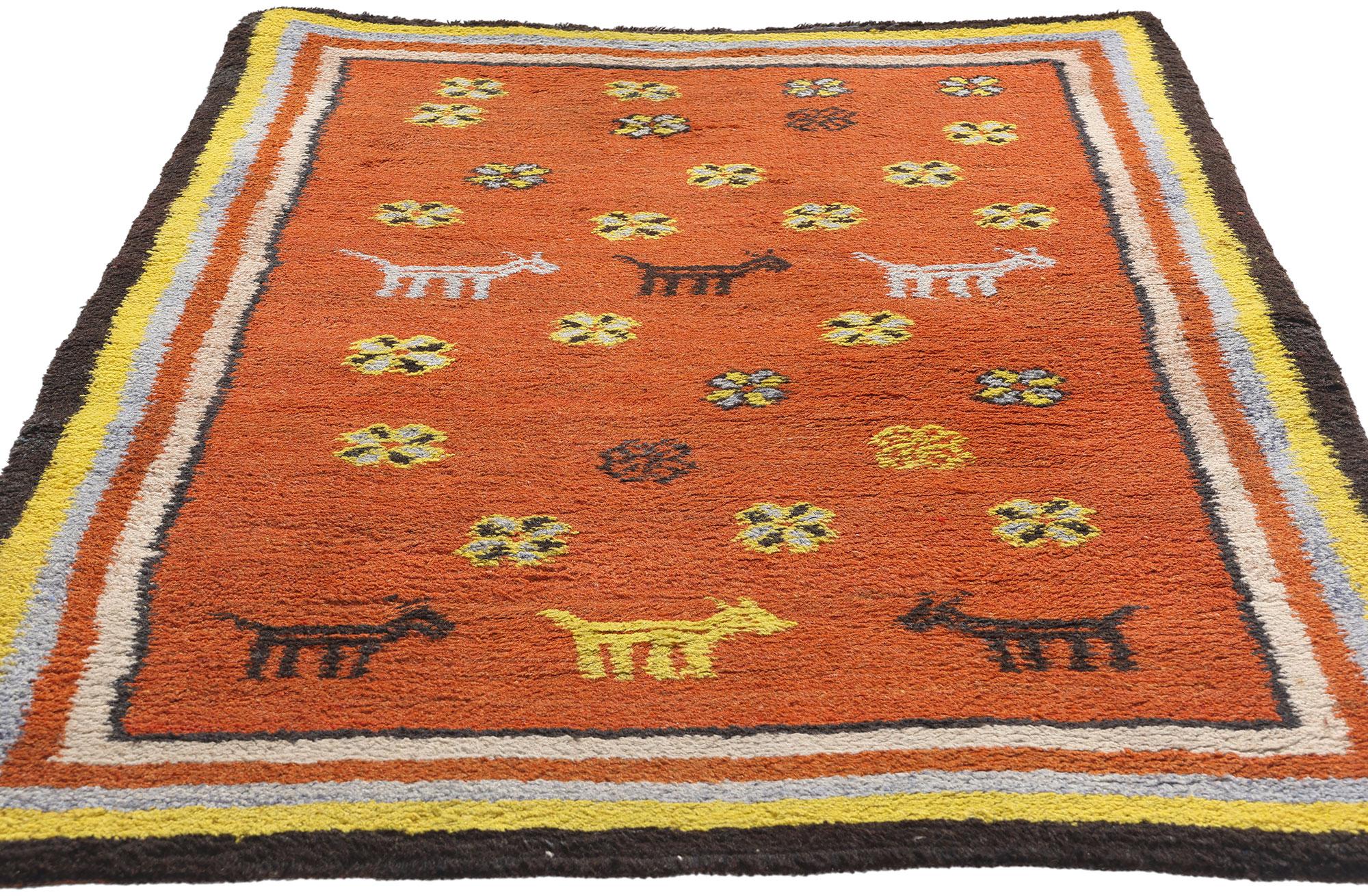 Aesthetic Movement 1960's Berber Tikdift Zanagah Moroccan Carpet with Modern Style For Sale