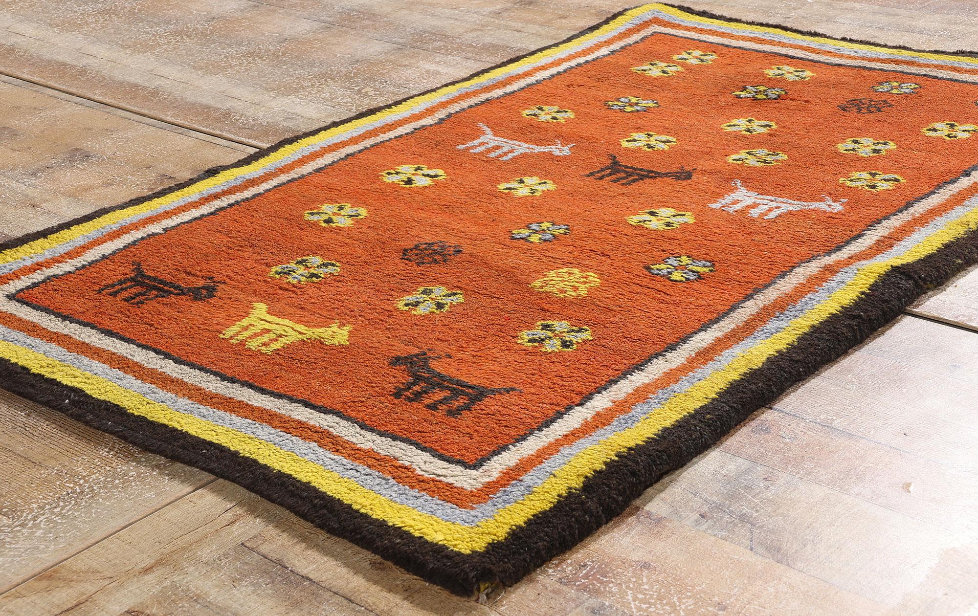 1960's Berber Tikdift Zanagah Moroccan Carpet with Modern Style For Sale 1