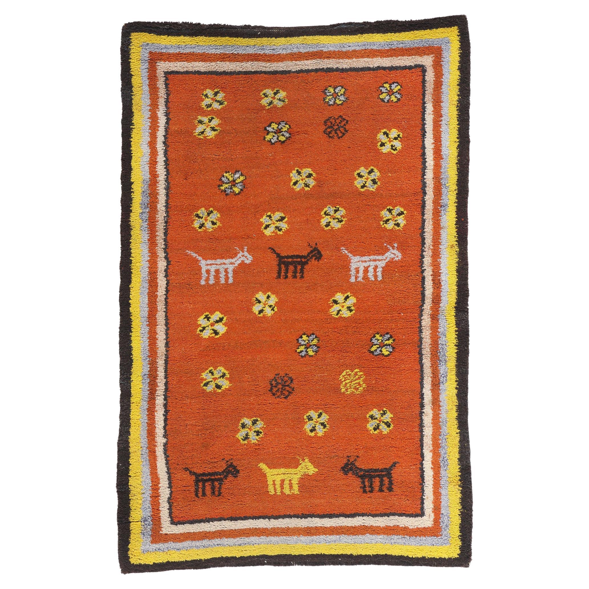 1960's Berber Tikdift Zanagah Marokkanischer Teppich mit Modernität