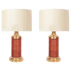 Retro 1960s Bergboms B50 Leather Table Lamps