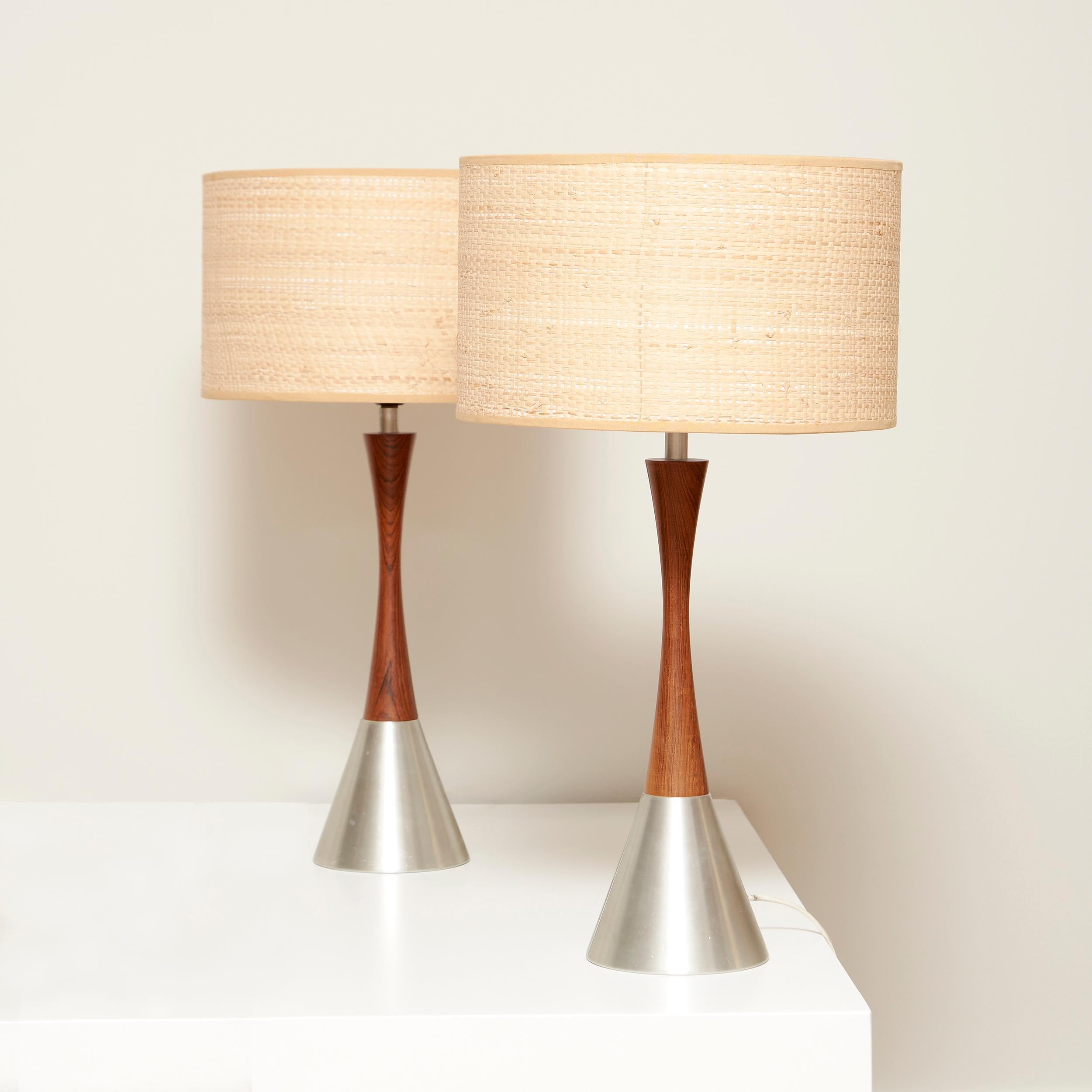 1960s Bergboms lamps in Rosewood and steel In Excellent Condition In Madrid, ES