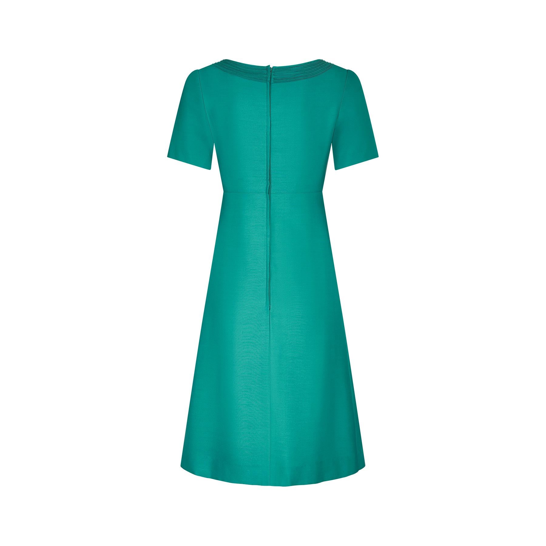 1960s Berkertex Emerald Green Dress with Soutache Work In Excellent Condition For Sale In London, GB