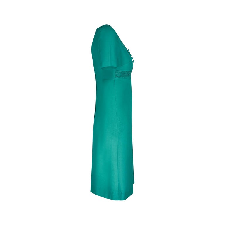 1960s Berkertex Emerald Green Dress with Soutache Work For Sale at 1stDibs