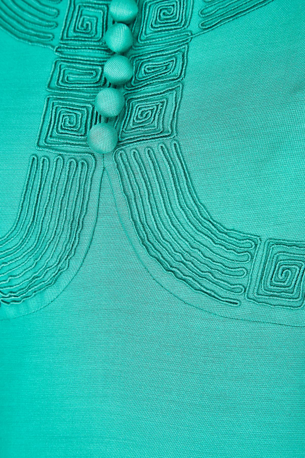 1960s Berkertex Emerald Green Dress with Soutache Work For Sale 1
