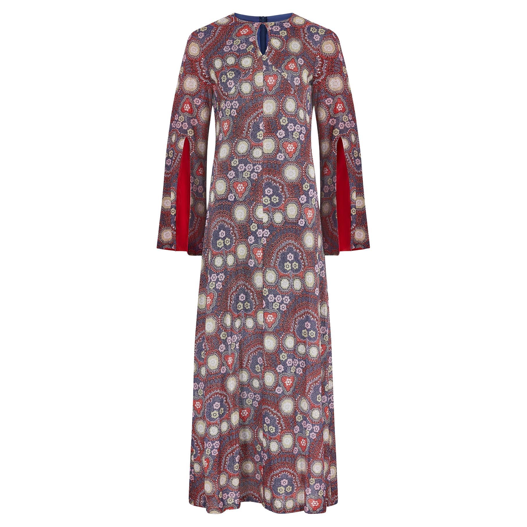 1960s Bernard Claverie Lurex Angel Sleeve Maxi Dress For Sale
