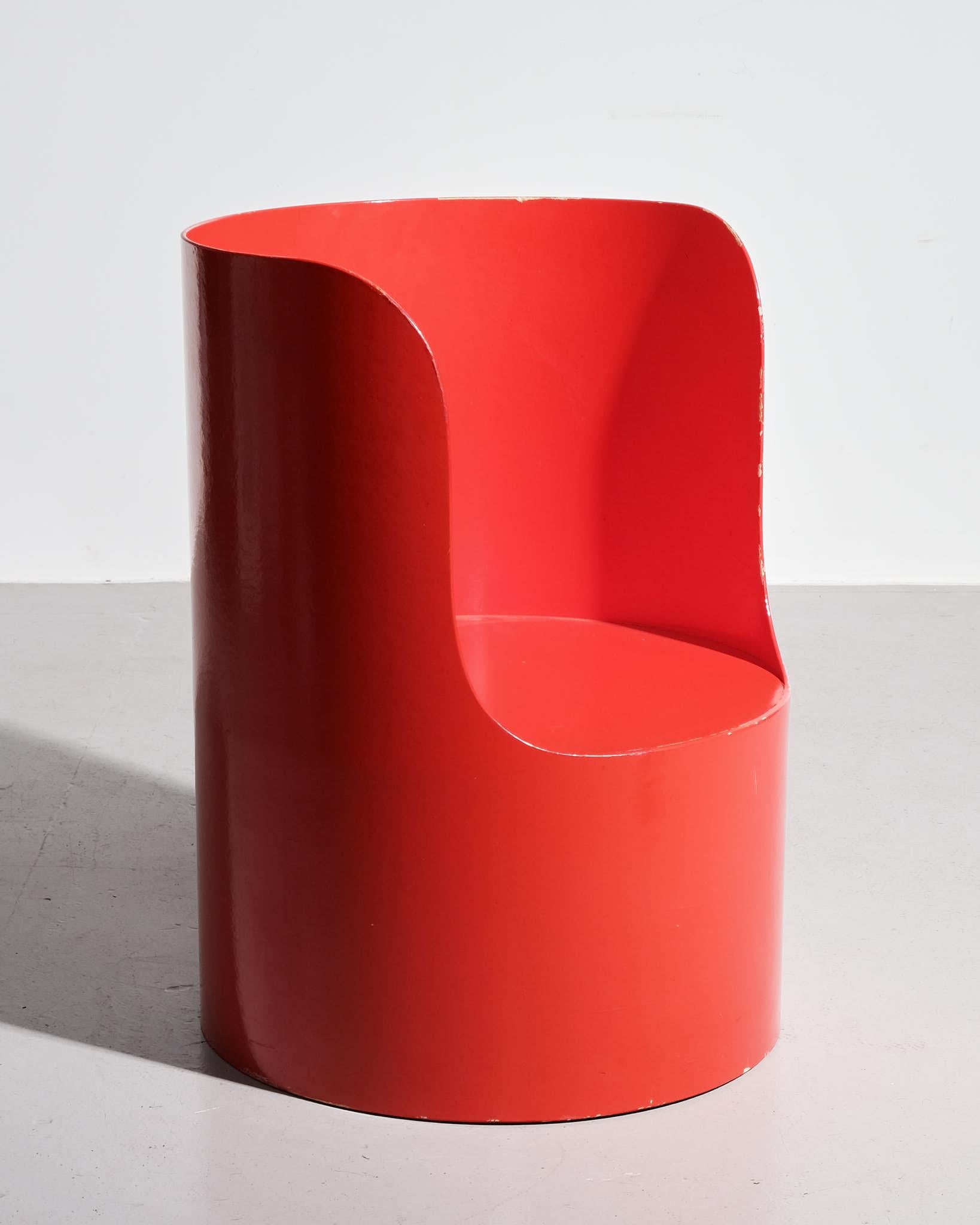 1960s Bernard Holdaway Tomotom Medium Chair in Red In Good Condition For Sale In London, GB