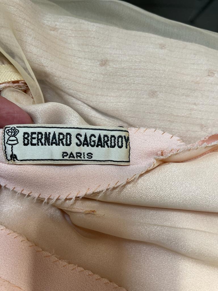 1960s Bernard Sagardoy light pink vintage dress with beaded skirt For Sale 1
