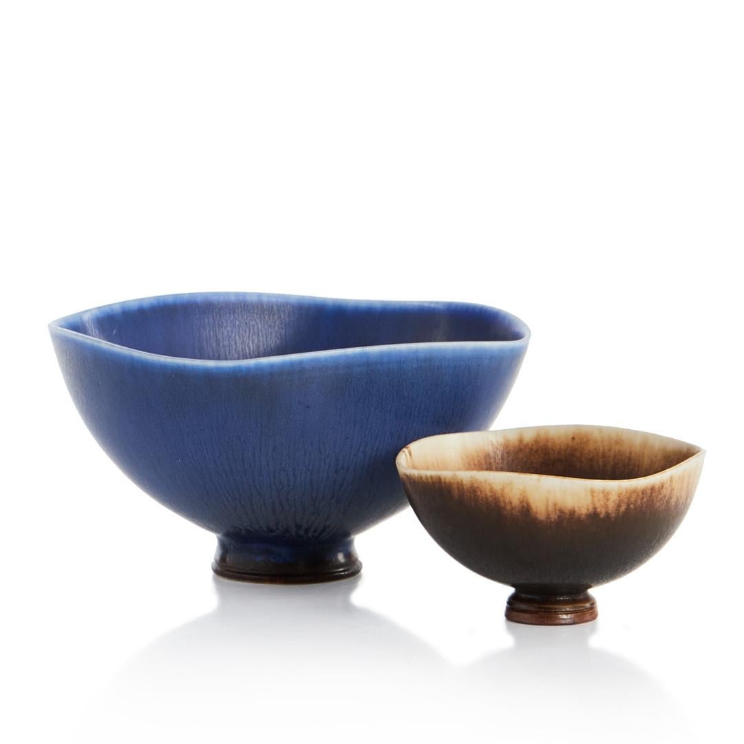 1960s Berndt Friberg Pair of Enameled Stoneware Bowls For Sale 3