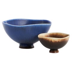 1960s Berndt Friberg Pair of Enameled Stoneware Bowls