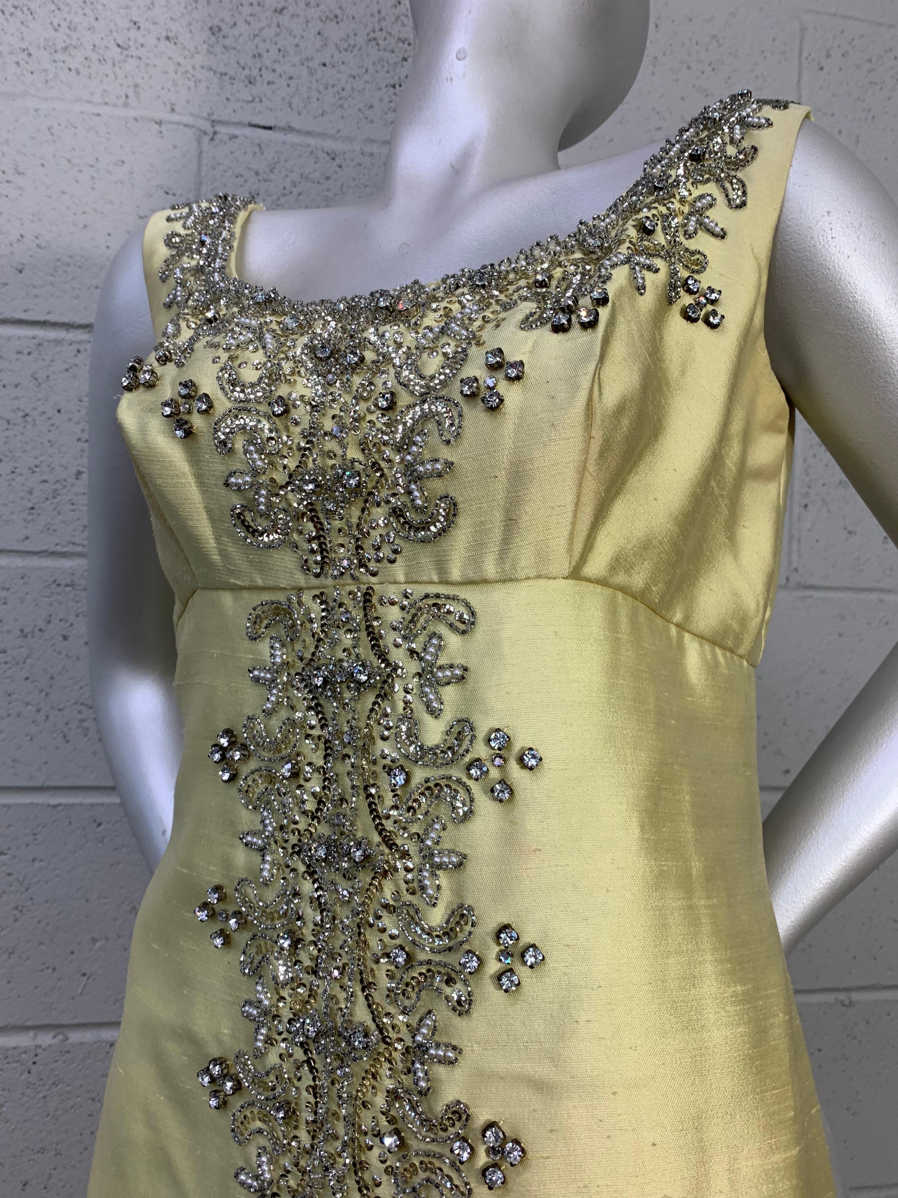 1960s Bernetti Citrine Silk Opera Coat & Dress Ensemble w Extravagant Beadwork  For Sale 8