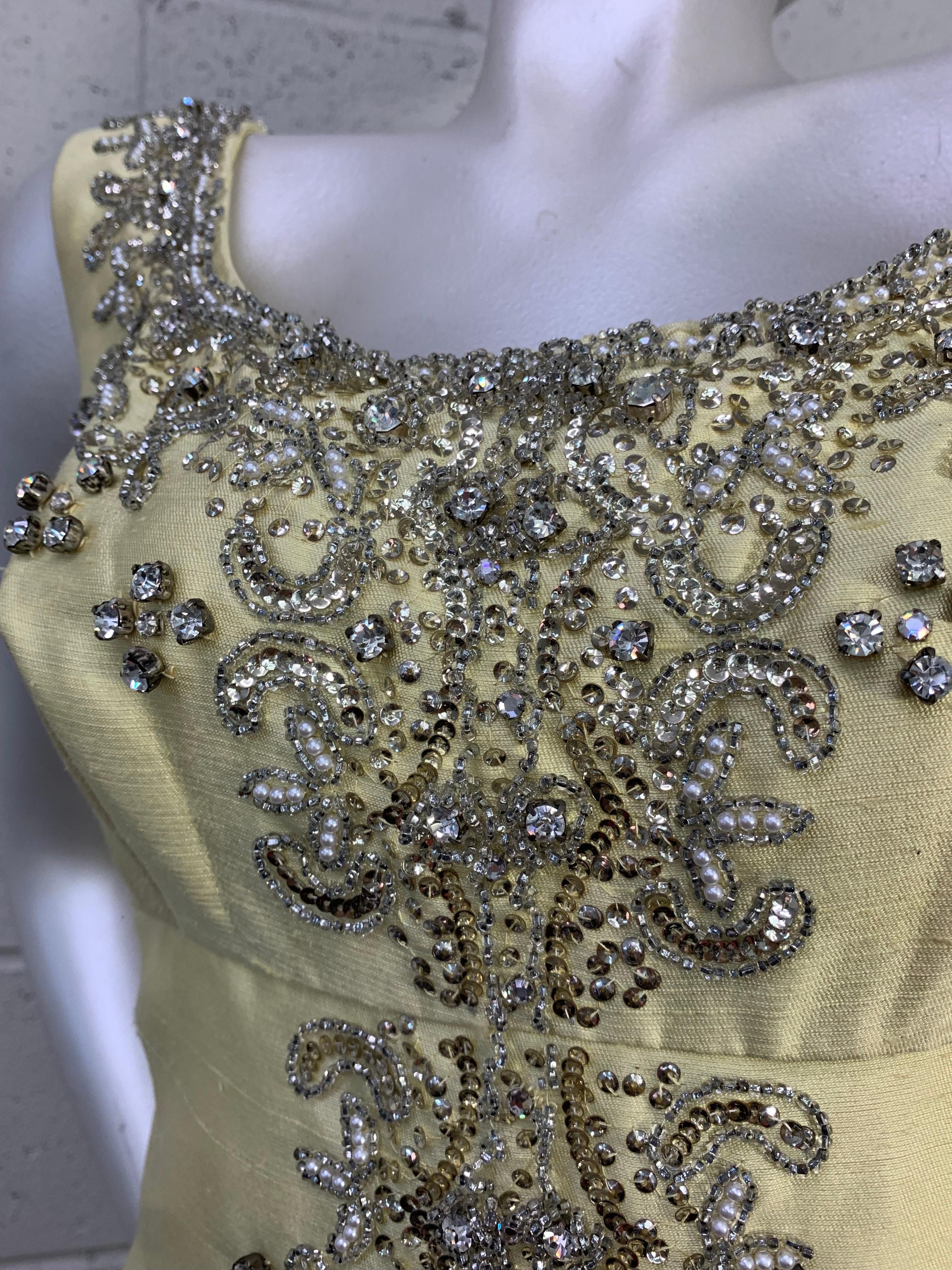 1960s Bernetti Citrine Silk Opera Coat & Dress Ensemble w Extravagant Beadwork 9