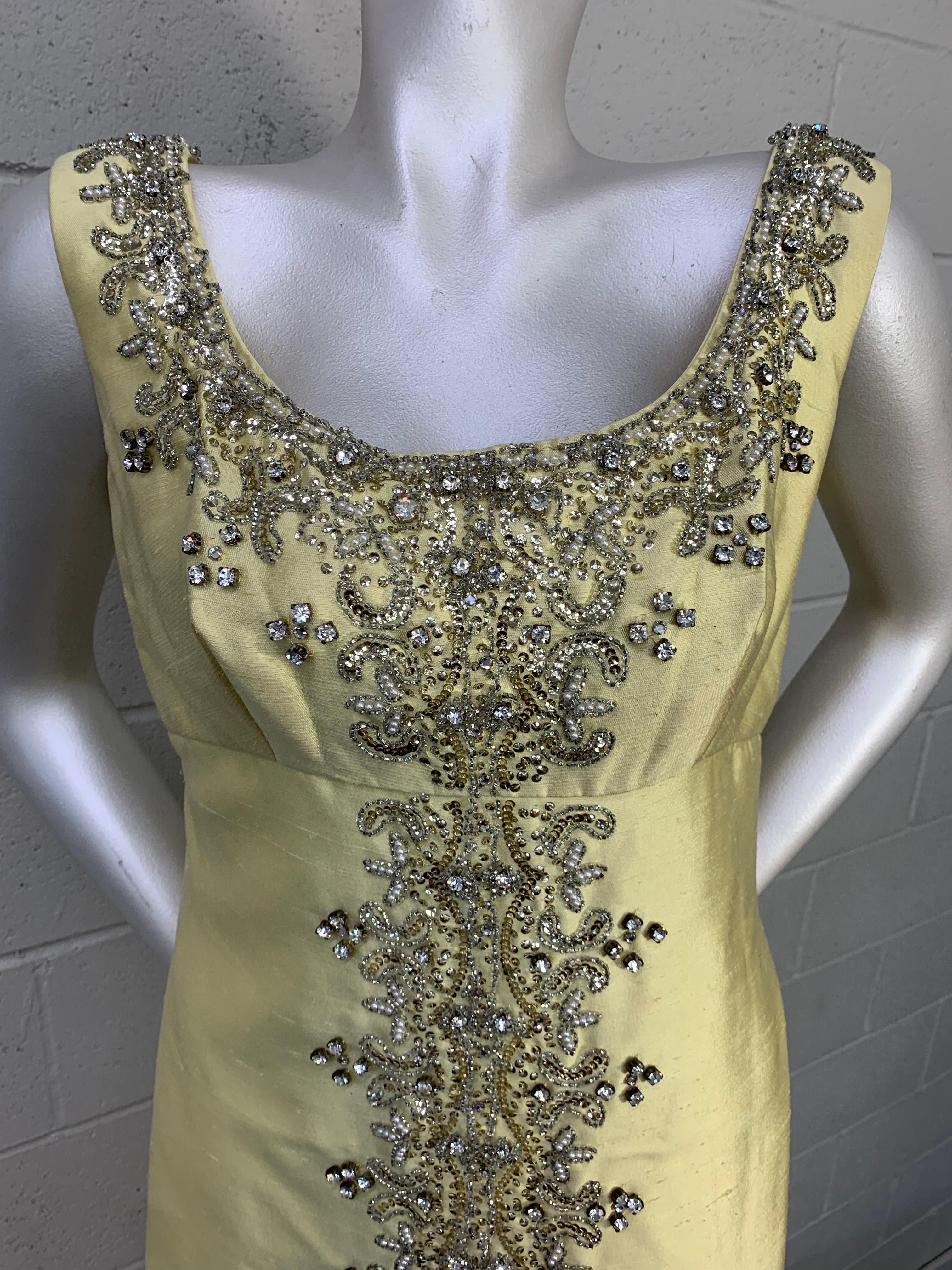 1960s Bernetti Citrine Silk Opera Coat & Dress Ensemble w Extravagant Beadwork  For Sale 10