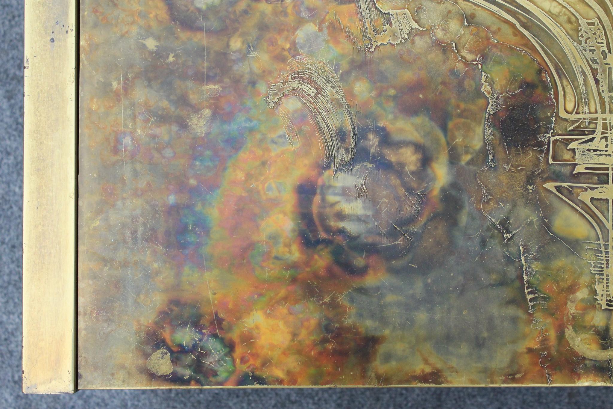 Table basse en laiton décapé à l'acide Bernhard Rohne pour Mastercraft, années 1960, Milieu du siècle en vente 2