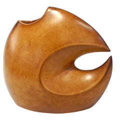 1960s Bertoncello Italian Vintage Abstract Sculpture Brown Red Ceramic Vase
