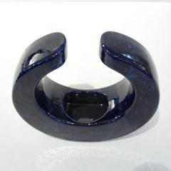 1960er Jahre Bertoncello Italienische Vintage Abstrakte Skulptur Nachtblaue Keramikvase