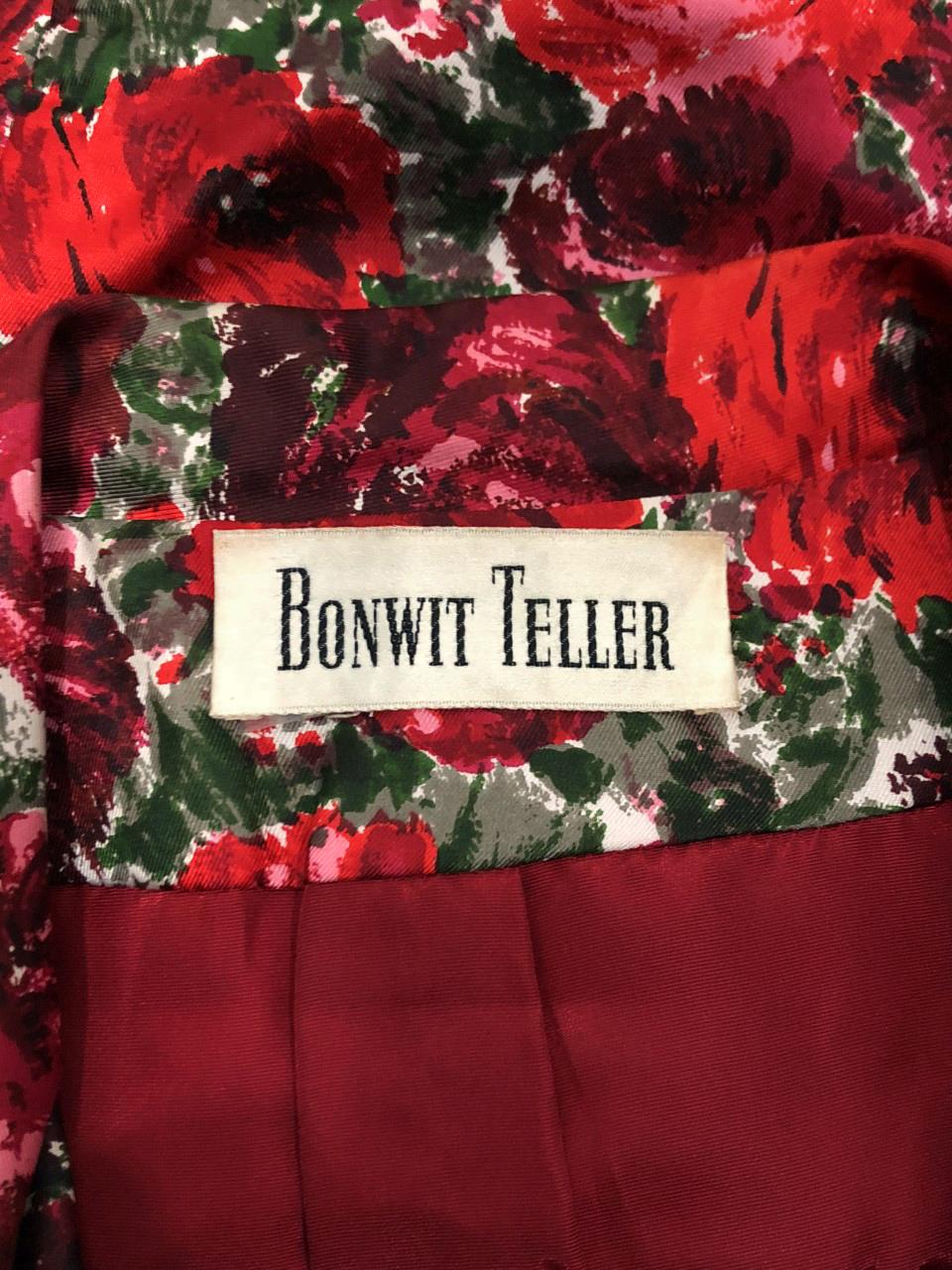 1960's Betty Draper of Mad Men Film-Worn Bonwit Teller Red Roses Silk Dress Set 5